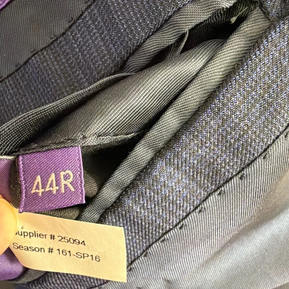 Ralph Lauren‎ Purple Label Mens 44R Blue Glen Plaid Wool Blazer Sport Coat Italy
